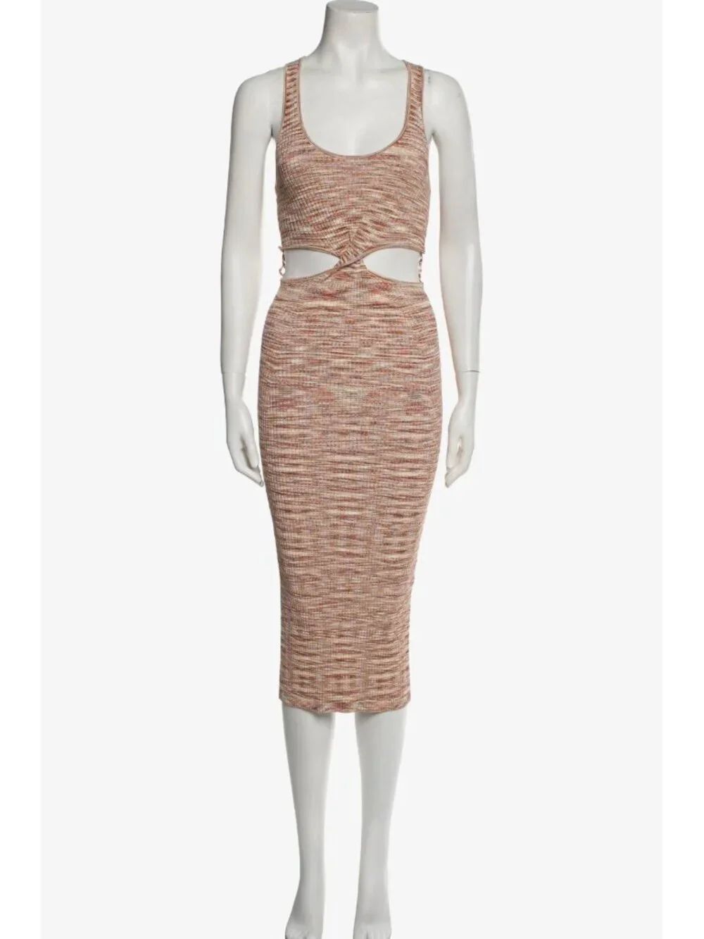 Jonathan Simkhai Womens Dress XS Midi Sleeveless Brown Stretch Knit Bodycon EUC